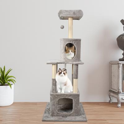 Show full view: GOOPAWS 58-in Faux Fur Cat Tree & Condo, Light Grey slide 7 of 7