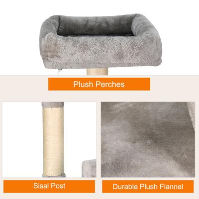 Show full view: GOOPAWS 58-in Faux Fur Cat Tree & Condo, Light Grey slide 5 of 7