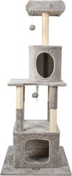 GOOPAWS 58-in Faux Fur Cat Tree & Condo, Light Grey