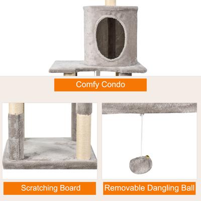 Show full view: GOOPAWS 58-in Faux Fur Cat Tree & Condo, Light Grey slide 4 of 7