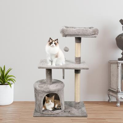 Show full view: GOOPAWS 38-in Faux Fur Top Perch Cat Tree & Condo, Light Grey slide 7 of 7