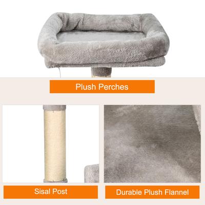 Show full view: GOOPAWS 38-in Faux Fur Top Perch Cat Tree & Condo, Light Grey slide 5 of 7