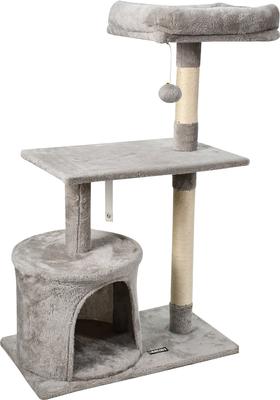 Show full view: GOOPAWS 38-in Faux Fur Top Perch Cat Tree & Condo, Light Grey slide 2 of 7
