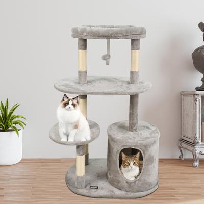 Show full view: GOOPAWS 3-Tier 48-in Faux Fur Top Perch Cat Tree & Condo, Light Grey slide 7 of 7