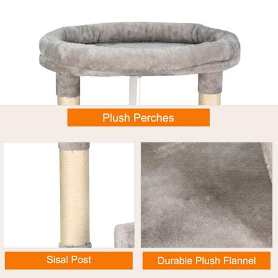 Show full view: GOOPAWS 3-Tier 48-in Faux Fur Top Perch Cat Tree & Condo, Light Grey slide 5 of 7