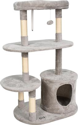 Show full view: GOOPAWS 3-Tier 48-in Faux Fur Top Perch Cat Tree & Condo, Light Grey slide 2 of 7