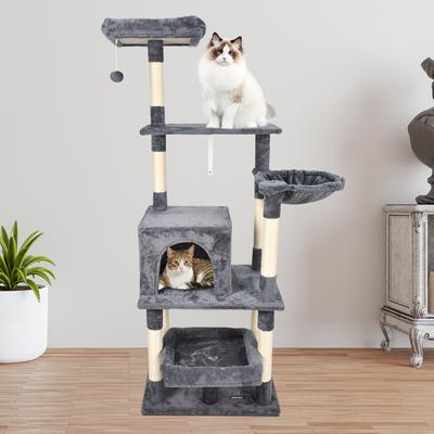Show full view: GOOPAWS Multi-Level 66-in Faux Fur Cat Tree & Condo, Dark Grey slide 7 of 8