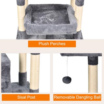 Show full view: GOOPAWS Multi-Level 66-in Faux Fur Cat Tree & Condo, Dark Grey slide 4 of 8