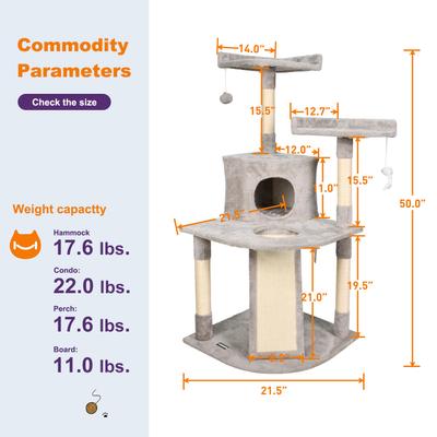 Show full view: GOOPAWS 3-Tier 50-in Faux Fur Cat Tree & Condo, Light Grey slide 6 of 8