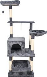 GOOPAWS Multi-Level 66-in Faux Fur Cat Tree & Condo, Dark Grey