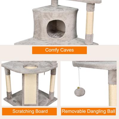 Show full view: GOOPAWS 3-Tier 50-in Faux Fur Cat Tree & Condo, Light Grey slide 4 of 8