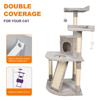 Show full view: GOOPAWS 3-Tier 50-in Faux Fur Cat Tree & Condo, Light Grey slide 3 of 8