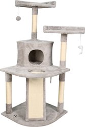 GOOPAWS 3-Tier 50-in Faux Fur Cat Tree & Condo, Light Grey