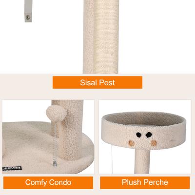 Show full view: GOOPAWS 3-Tier 59-in Faux Fur Cat Tree & Condo with Hammock, Cream slide 4 of 7