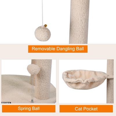 Show full view: GOOPAWS 3-Tier 59-in Faux Fur Cat Tree & Condo with Hammock, Cream slide 5 of 7