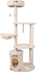 GOOPAWS 3-Tier 59-in Faux Fur Cat Tree & Condo with Hammock, Cream