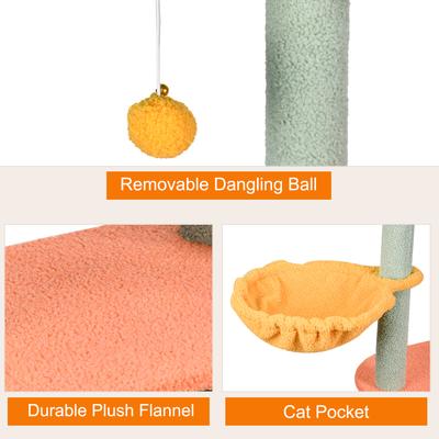 Show full view: GOOPAWS 3-Tier 59-in Faux Fur Cat Tree & Condo with Hammock, Sage Green slide 5 of 7