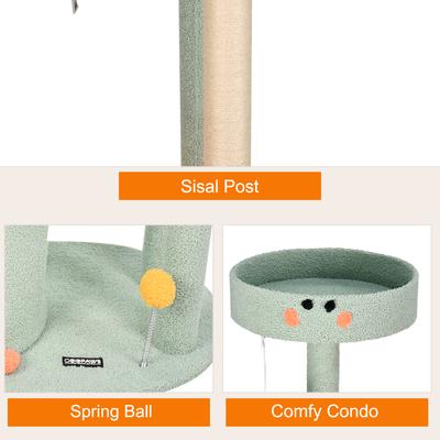 Show full view: GOOPAWS 3-Tier 59-in Faux Fur Cat Tree & Condo with Hammock, Sage Green slide 4 of 7