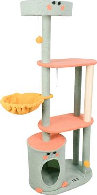 Show full view: GOOPAWS 3-Tier 59-in Faux Fur Cat Tree & Condo with Hammock, Sage Green slide 2 of 7