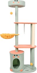 GOOPAWS 3-Tier 59-in Faux Fur Cat Tree & Condo with Hammock, Sage Green