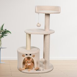 GOOPAWS 34-in Faux Fur Top Perch Cat Tree & Condo, Cream slide 2 of 7