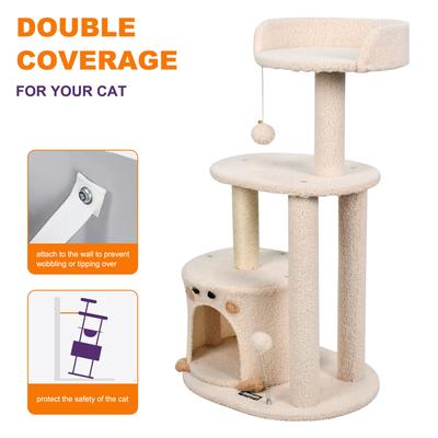 Show full view: GOOPAWS 34-in Faux Fur Top Perch Cat Tree & Condo, Cream slide 3 of 8