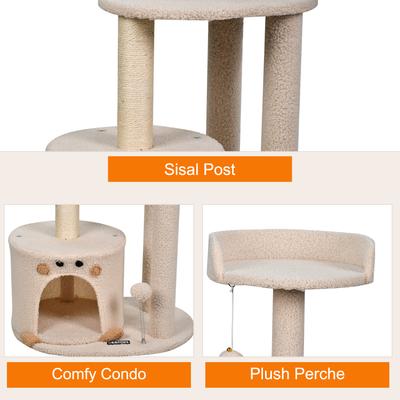 Show full view: GOOPAWS 34-in Faux Fur Top Perch Cat Tree & Condo, Cream slide 4 of 8