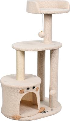 Show full view: GOOPAWS 34-in Faux Fur Top Perch Cat Tree & Condo, Cream slide 2 of 8