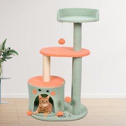 GOOPAWS 34-in Faux Fur Top Perch Cat Tree & Condo, Sage Green slide 2 of 7
