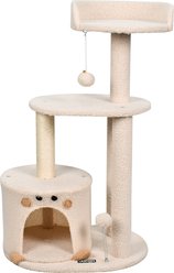GOOPAWS 34-in Faux Fur Top Perch Cat Tree & Condo, Cream