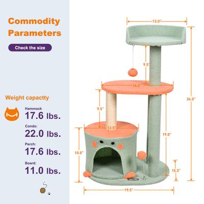Show full view: GOOPAWS 34-in Faux Fur Top Perch Cat Tree & Condo, Sage Green slide 6 of 8
