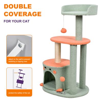 Show full view: GOOPAWS 34-in Faux Fur Top Perch Cat Tree & Condo, Sage Green slide 3 of 8
