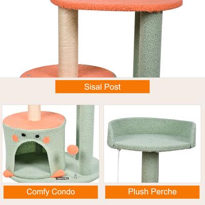 Show full view: GOOPAWS 34-in Faux Fur Top Perch Cat Tree & Condo, Sage Green slide 4 of 8