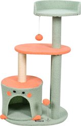 GOOPAWS 34-in Faux Fur Top Perch Cat Tree & Condo, Sage Green