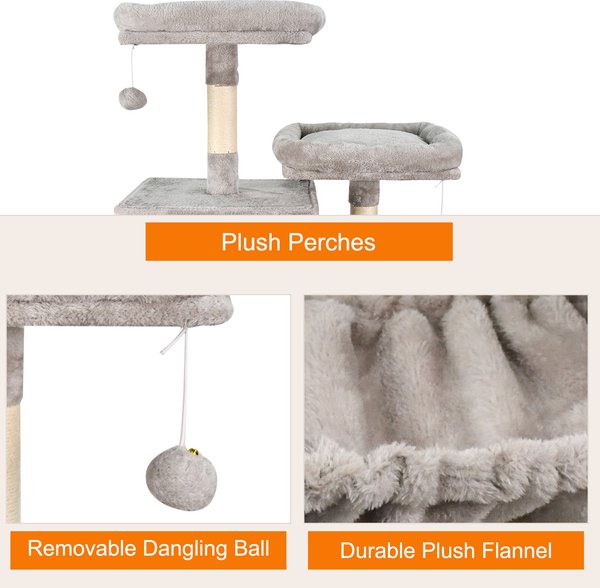 Show full view: GOOPAWS Multi-Level 63-in Faux Fur Cat Tree & Condo with Hammock, Light Grey slide 5 of 7