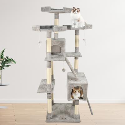 Show full view: GOOPAWS Multi-Level 73-in Faux Fur Cat Tree & Condo, Light Grey slide 7 of 7
