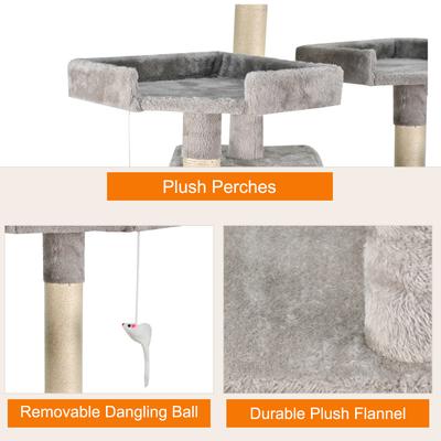 Show full view: GOOPAWS Multi-Level 73-in Faux Fur Cat Tree & Condo, Light Grey slide 5 of 7