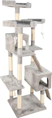 Show full view: GOOPAWS Multi-Level 73-in Faux Fur Cat Tree & Condo, Light Grey slide 2 of 7