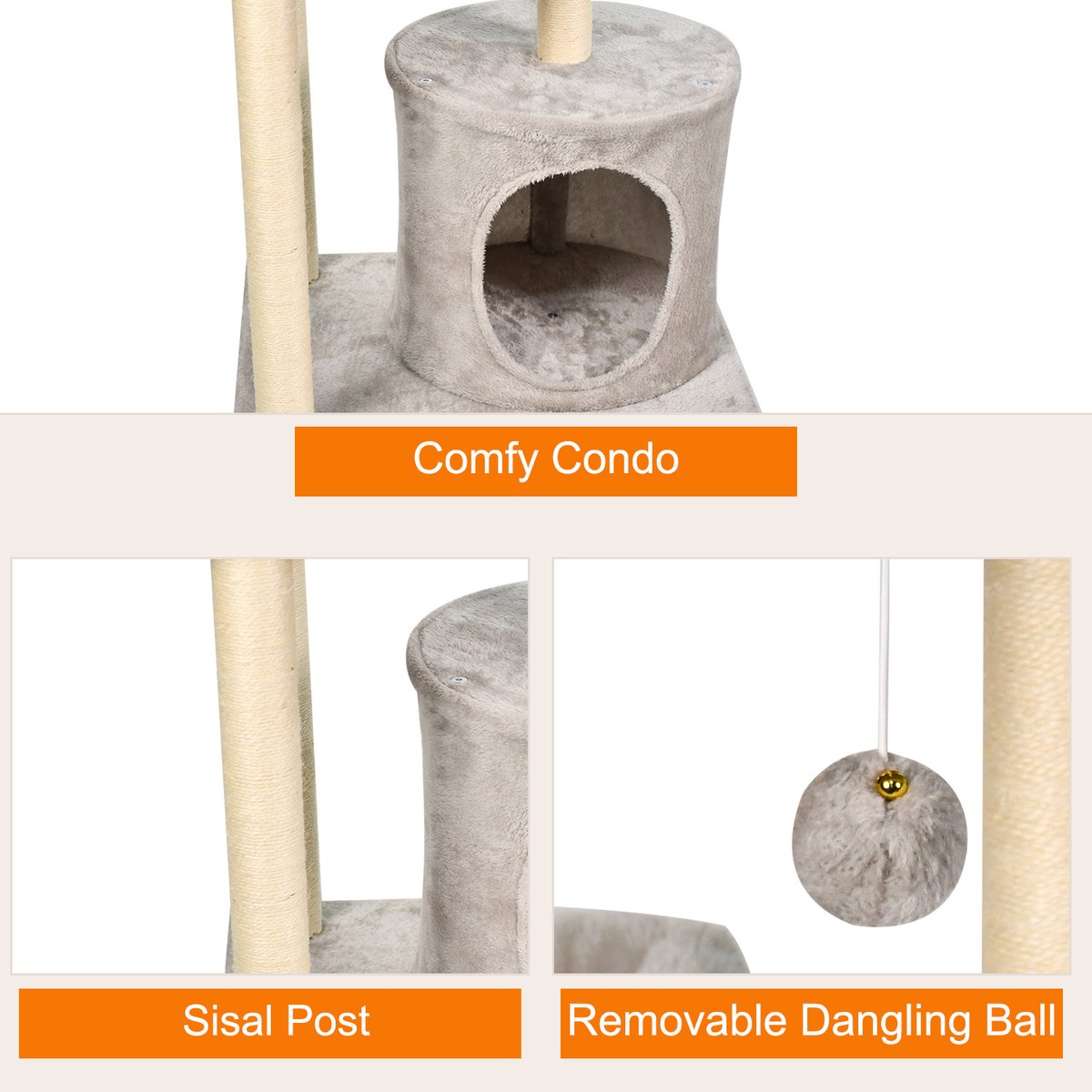 Teamson Pets Double Perch Faux-Fur 39.75-in Cat Tree