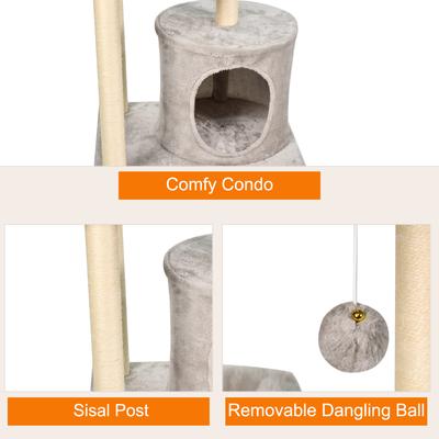 Show full view: GOOPAWS 41-in Faux Fur Top Perch Cat Tree & Condo, Light Grey slide 4 of 7