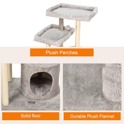 Show full view: GOOPAWS 41-in Faux Fur Top Perch Cat Tree & Condo, Light Grey slide 5 of 7
