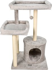 GOOPAWS 41-in Faux Fur Top Perch Cat Tree & Condo, Light Grey slide 1 of 7