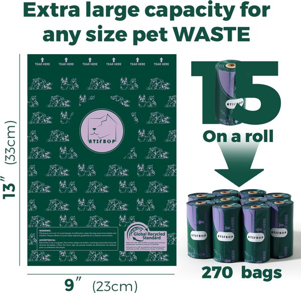 ATIFBOP Recycled Plastic Poop Bags, Scented