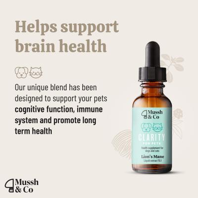 Show full view: Hemp Heros Mussh & Co Clarity Lions Mane Mushroom Liquid Supplement for Dogs & Cats, 1.69-fl oz bottle slide 3 of 8