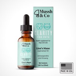 Hemp Heros Mussh & Co Clarity Lions Mane Mushroom Liquid Supplement for Dogs & Cats, 1.69-fl oz bottle