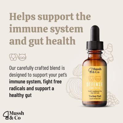 Show full view: Hemp Heros Mussh & Co Defence Turkey Tail Mushroom Liquid Supplement for Dogs & Cats, 1.69-fl oz bottle slide 3 of 8