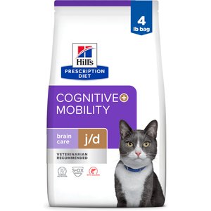 Hill's Prescription Diet Brain Care + j/d Joint Care Salmon Dry Cat Food, 4-lb bag