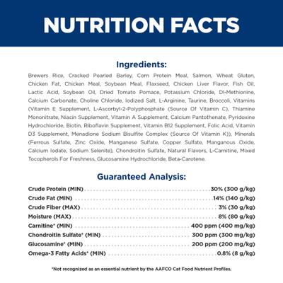 Show full view: Hill's Prescription Diet Brain Care + j/d Joint Care Salmon Dry Cat Food, 4-lb bag slide 4 of 10