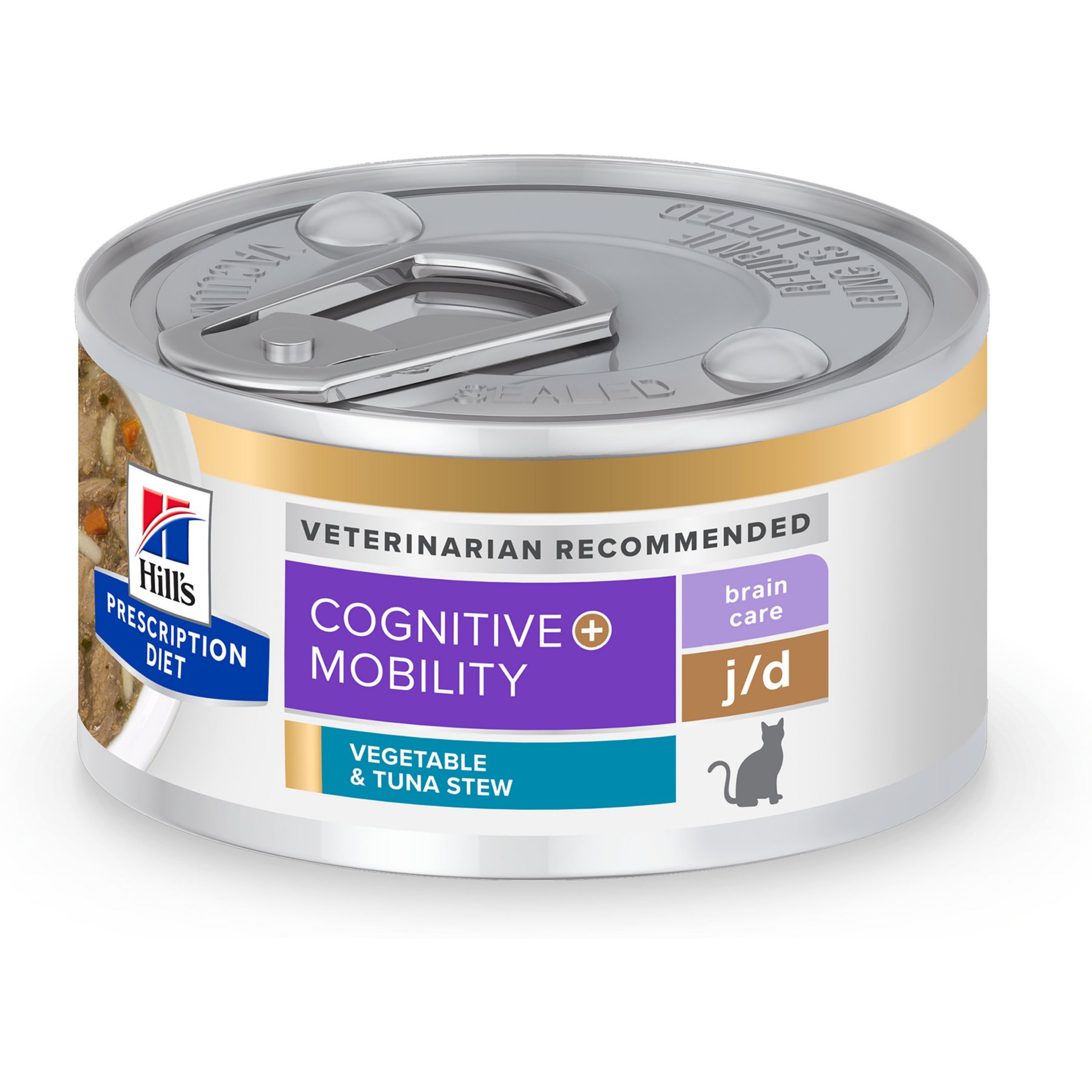Hill's Prescription Diet Brain Care + j/d Joint Care Tuna & Vegetable Stew Wet Cat Food, 2.9-oz can, case of 24