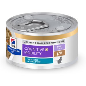 Hill's Prescription Diet Brain Care + j/d Joint Care Tuna & Vegetable Stew Wet Cat Food, 2.9-oz can, case of 24